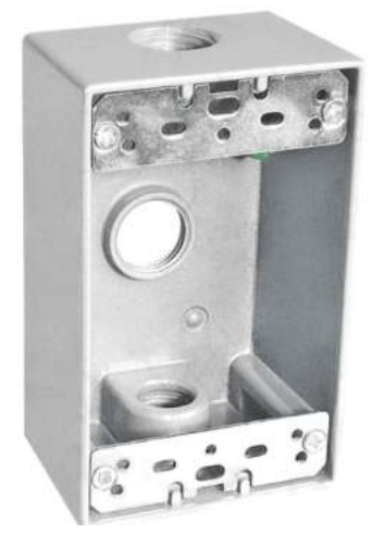 Purelite 3x1/2 INCH One Gang Weatherproof Box,2" Deep Aluminum with Gray Color Include 2 Closure Plugs,Mounting Lugs and Grounding Screw,W/ UL mark, Must purchase carton quantities 50 pcs per carton