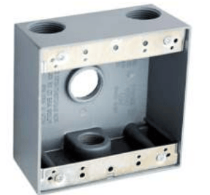 Purelite 4x3/4 INCH Two Gang Weatherproof Box, 2-3/16" DeepAluminum with Gray Color Include 2 Closure Plugs,Mounting Lugs and Grounding Screw,W/ UL mark, Must purchase carton quantities 40 pcs per carton