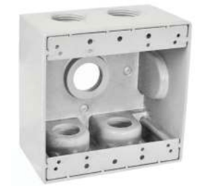 Purelite 5x1/2 INCH Two Gang Weatherproof Box, 2-3/16" DeepAluminum with Gray Color Include 2 Closure Plugs,Mounting Lugs and Grounding Screw,W/ UL mark, Must purchase carton quantities 40 pcs per carton