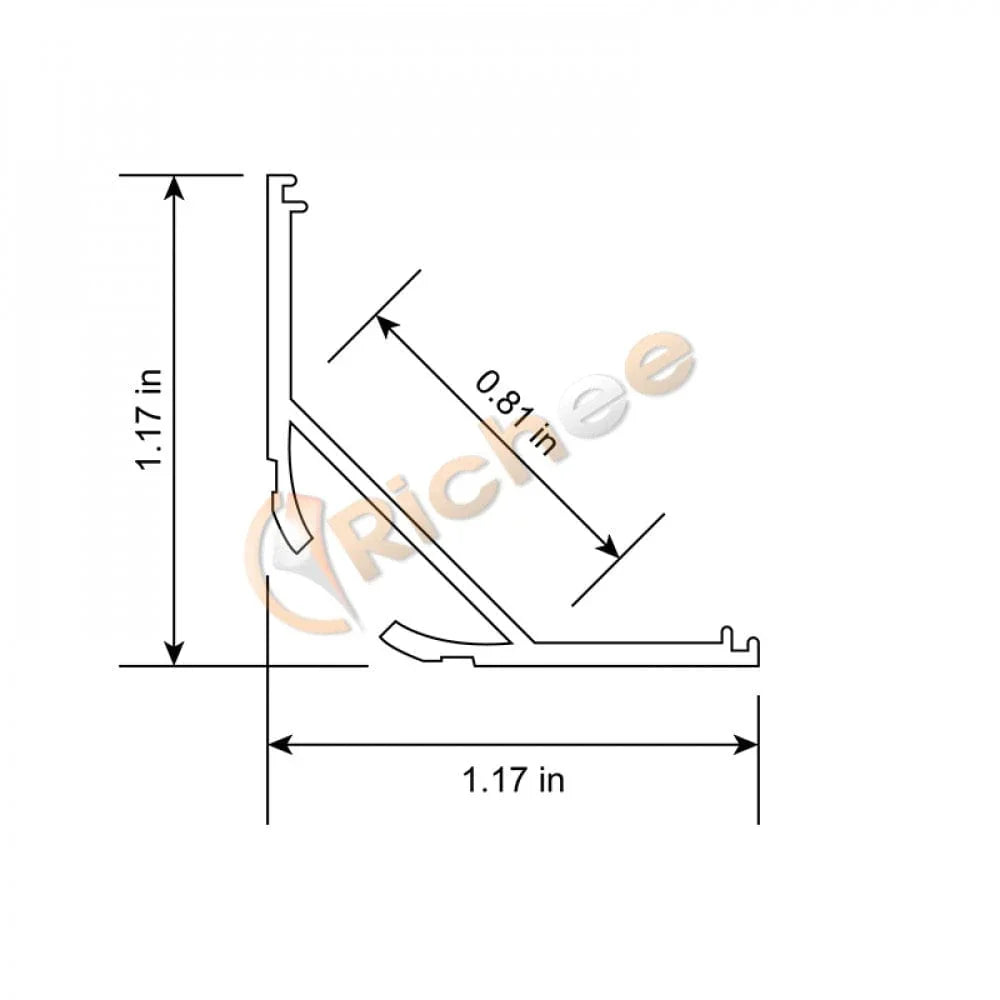 Richee Lighting Richee Lighting - 1-3/16" Big Full Cover Angled Led Aluminum Channel Product Name - Note: Shipping is not available for this product. "Pick up only".
