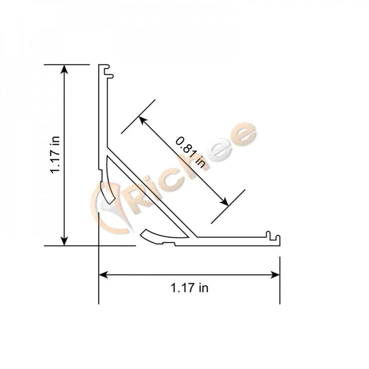 Richee Lighting Richee Lighting - 1-3/16" Big Full Cover Angled Led Aluminum Channel Product Name - Note: Shipping is not available for this product. "Pick up only".
