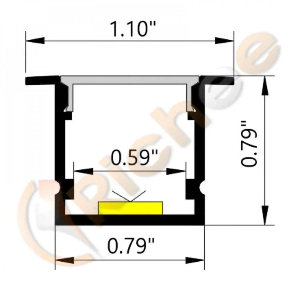 Richee Lighting Richee Lighting - -1/8" Deep Square Led Aluminum Channel W/ Trim - Note: Shipping is not available for this product. "Pick up only".