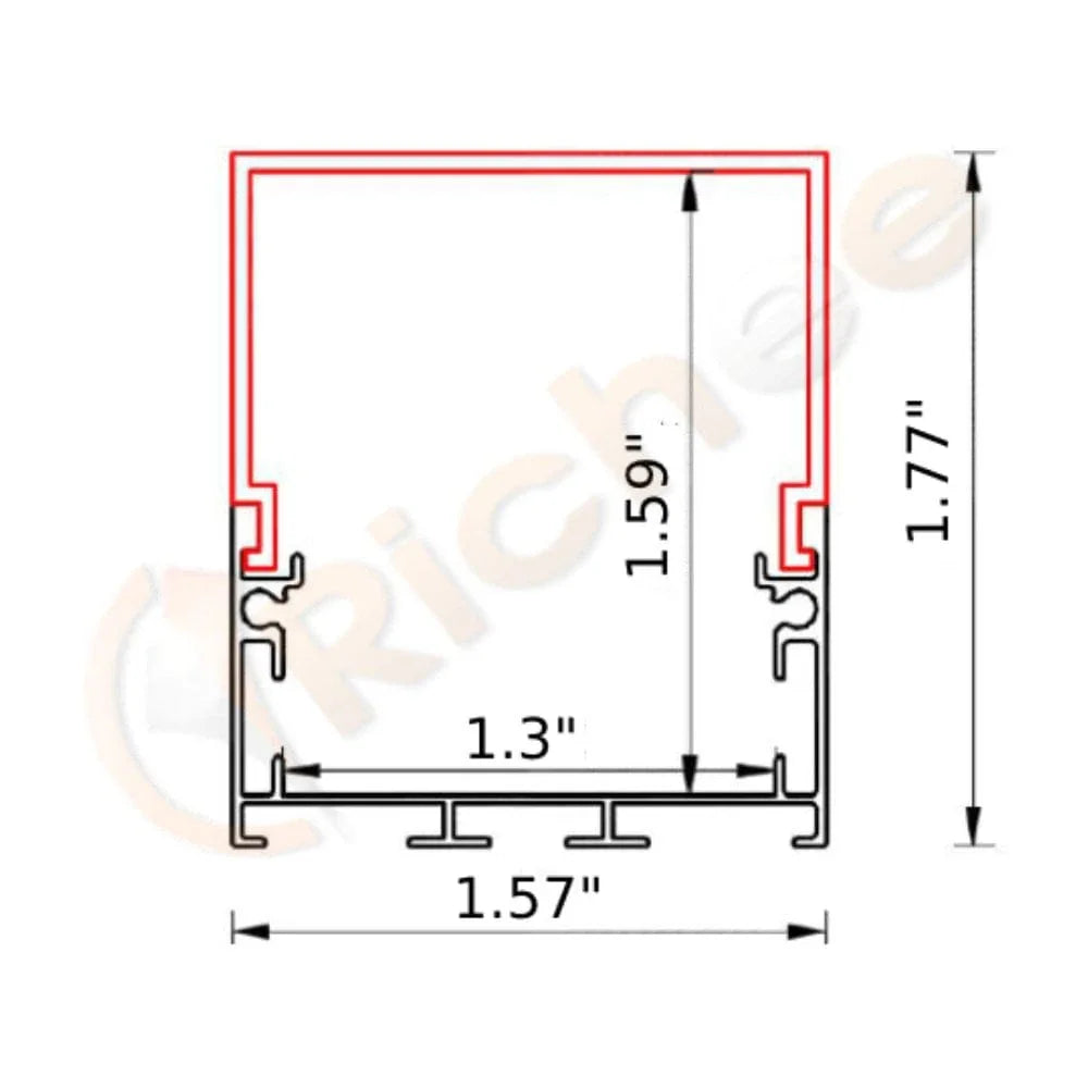 Richee Lighting Richee Lighting - 1-9/16" Jumbo Square Top Led Aluminum Channel - Note: Shipping is not available for this product. "Pick up only".