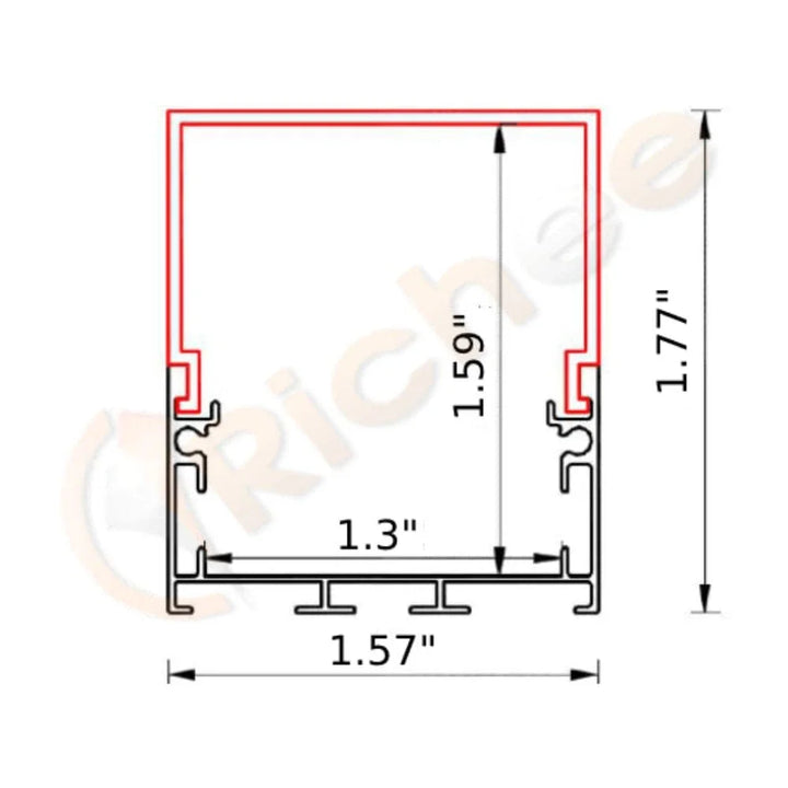 Richee Lighting Richee Lighting - 1-9/16" Jumbo Square Top Led Aluminum Channel - Note: Shipping is not available for this product. "Pick up only".