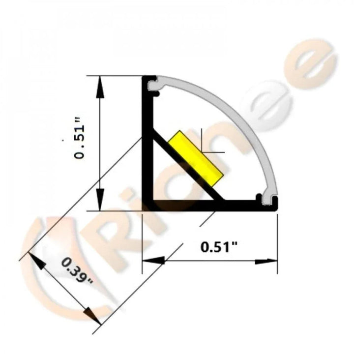 Richee Lighting Richee Lighting - 11/2" Mini Full Cover Angled Led Aluminum Channel - Note: Shipping is not available for this product. "Pick up only".
