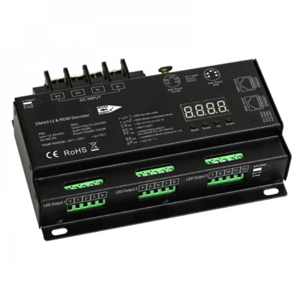 Richee Lighting Richee Lighting - 12 Ch 5A Rgbw Dmx Decoder - Black