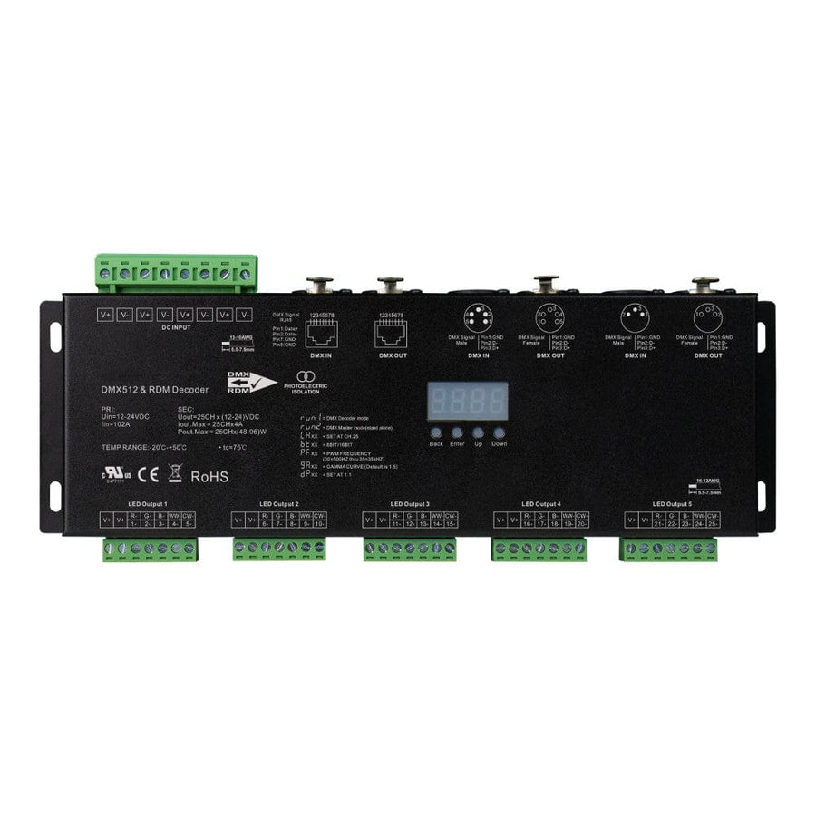 Richee Lighting Richee Lighting - 25 Ch 4A Rgb+Cct Dmx Decoder - Black