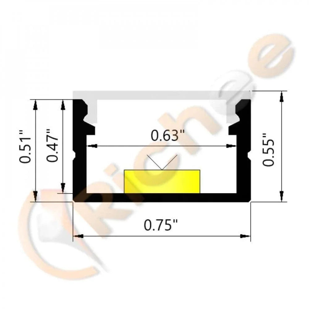 Richee Lighting Richee Lighting - 3/4" Deep Flat Led Aluminum Channel - Note: Shipping is not available for this product. "Pick up only".
