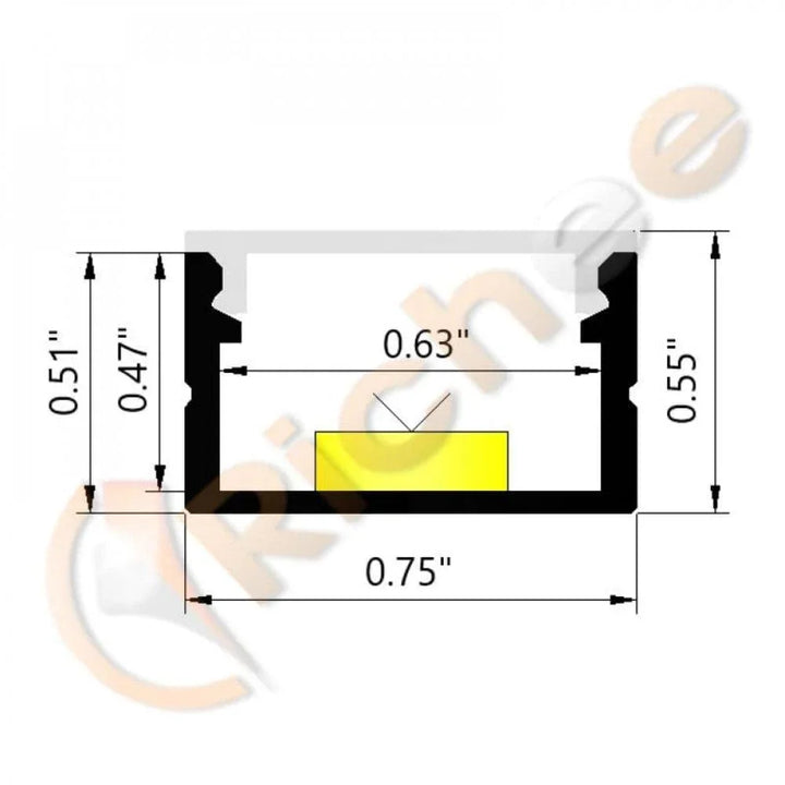 Richee Lighting Richee Lighting - 3/4" Deep Flat Led Aluminum Channel - Note: Shipping is not available for this product. "Pick up only".
