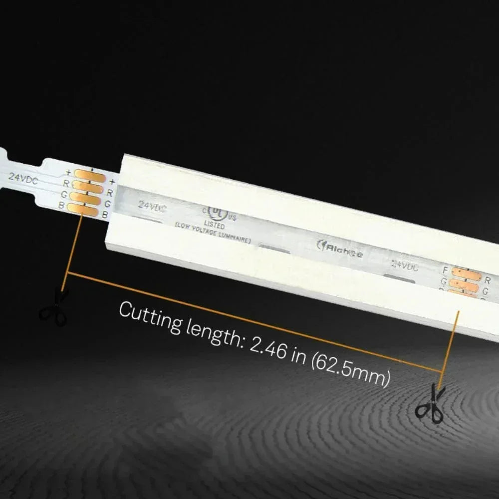 Richee Lighting Richee Lighting - Single Color Neon 3D Bendable Strip Tape Light, COB, IP67, 24V, 4.6W, 3000K, 16.4 ft