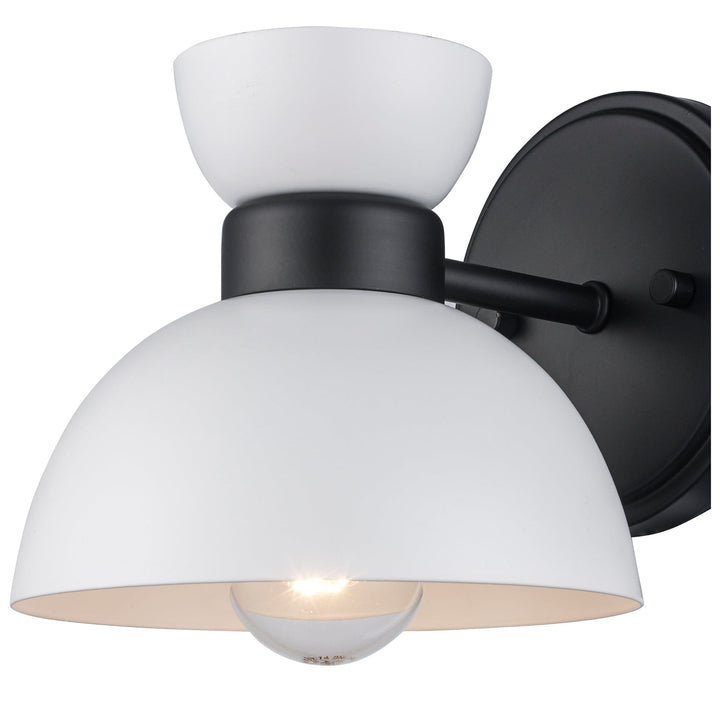 Trans Globe 1-light Azaria Wall Sconce Double Metal Shade - White / Black