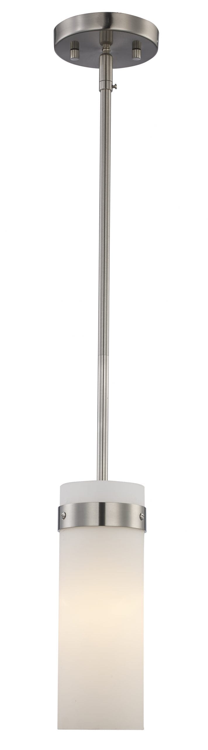 Trans Globe 1-Light Cylindrical Mini Brand White Glass - Brushed Nickel