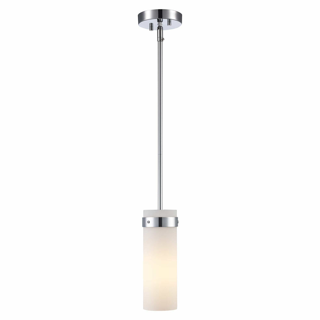 Trans Globe 1-Light Cylindrical Mini Brand White Glass- Polished Chrome