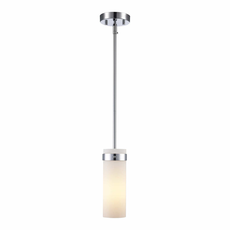 Trans Globe 1-Light Cylindrical Mini Brand White Glass- Polished Chrome