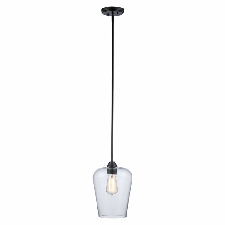 Trans Globe 1-Light Pendant with Clear Tulip Glass Jar Shade - Black