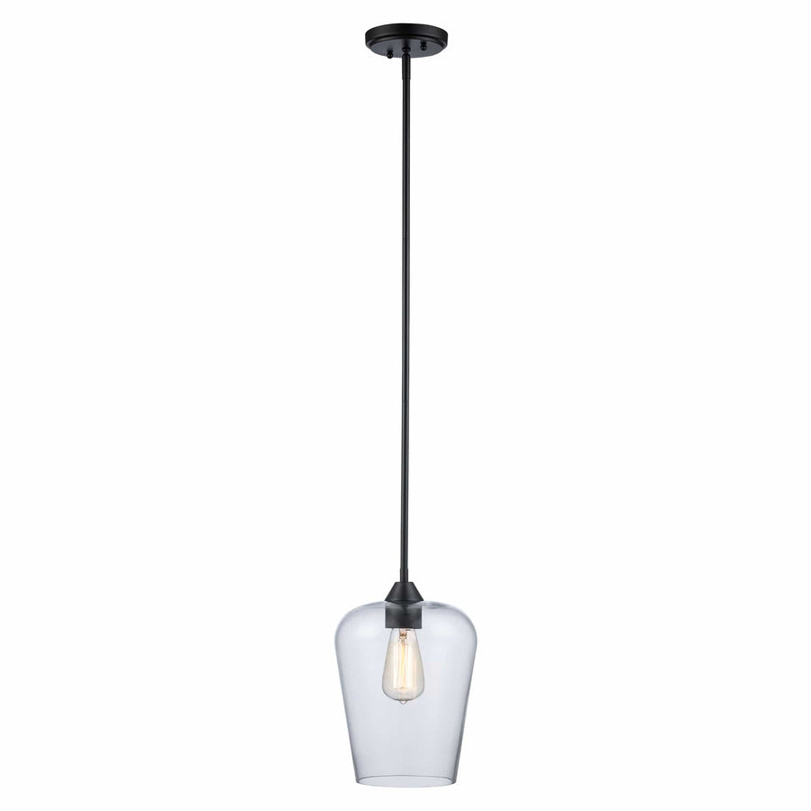 Trans Globe 1-Light Pendant with Clear Tulip Glass Jar Shade - Black