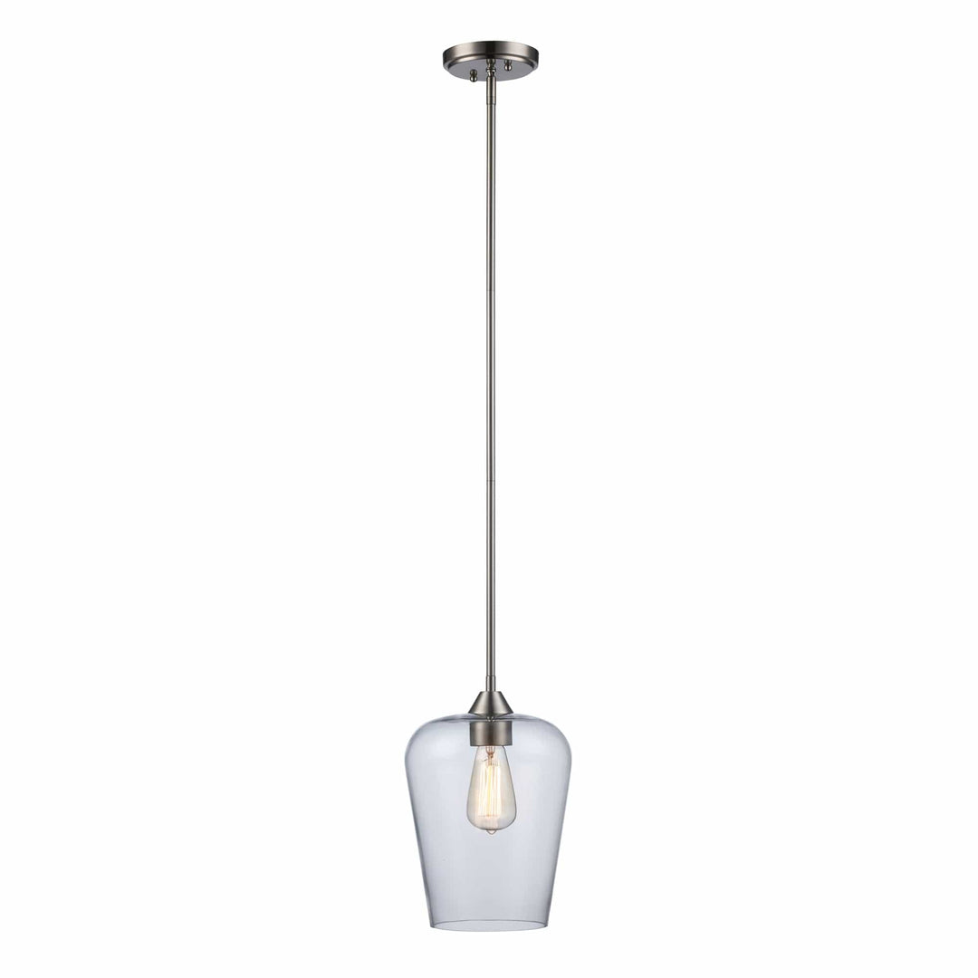 Trans Globe 1-Light Pendant with Clear Tulip Glass Jar Shade - Brushed Nickel