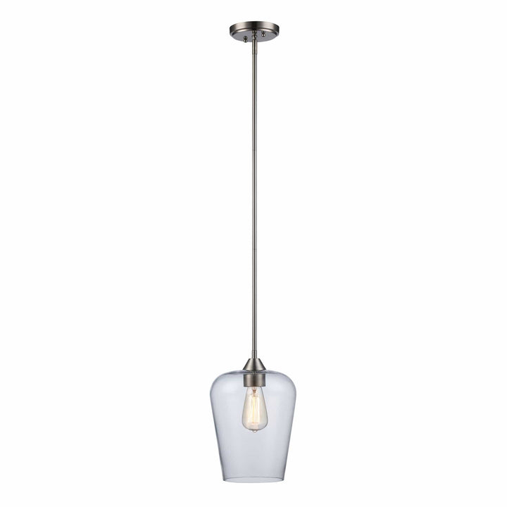 Trans Globe 1-Light Pendant with Clear Tulip Glass Jar Shade - Brushed Nickel