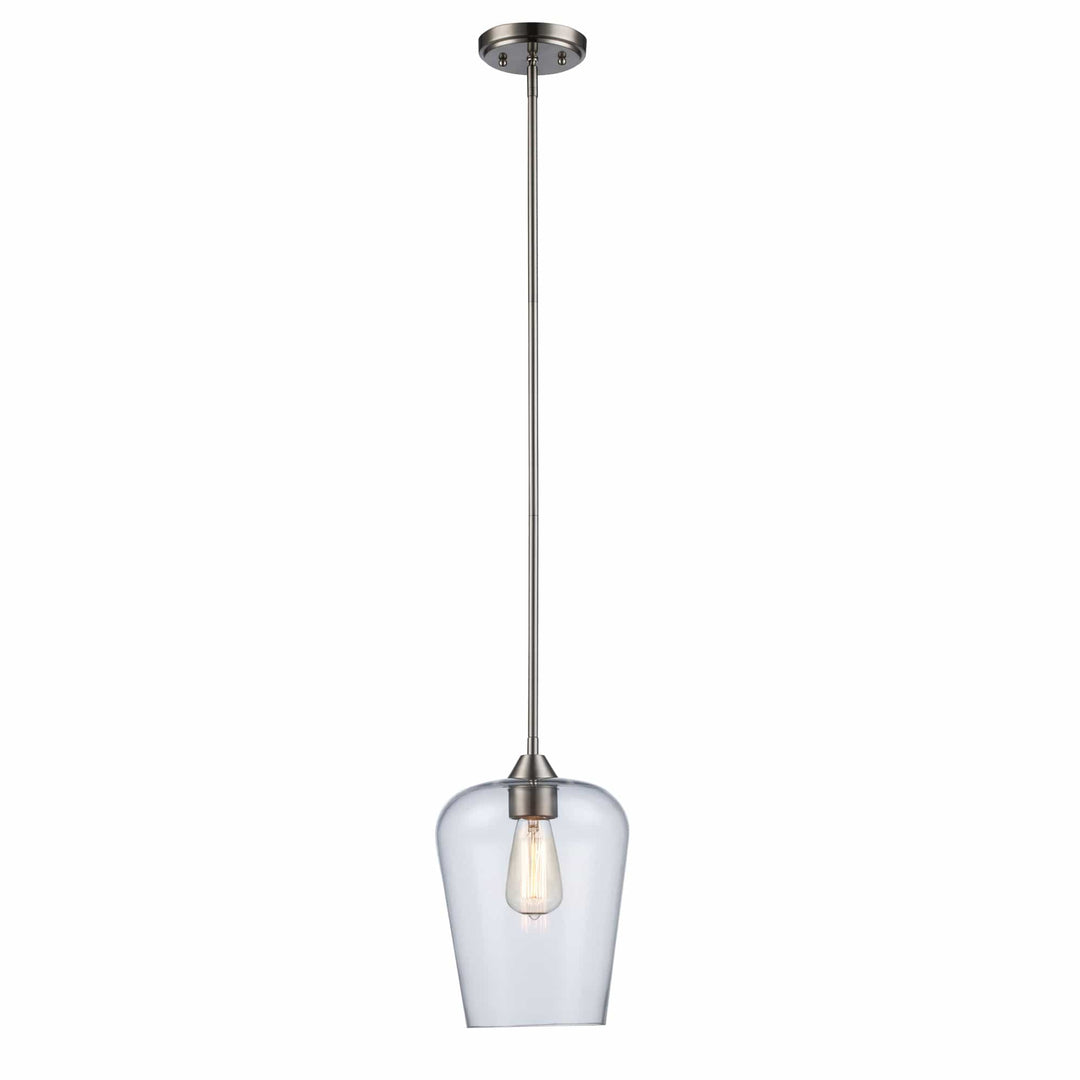 Trans Globe 1-Light Pendant with Clear Tulip Glass Jar Shade - Brushed Nickel