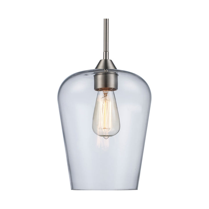 Trans Globe 1-Light Pendant with Clear Tulip Glass Jar Shade - Brushed Nickel