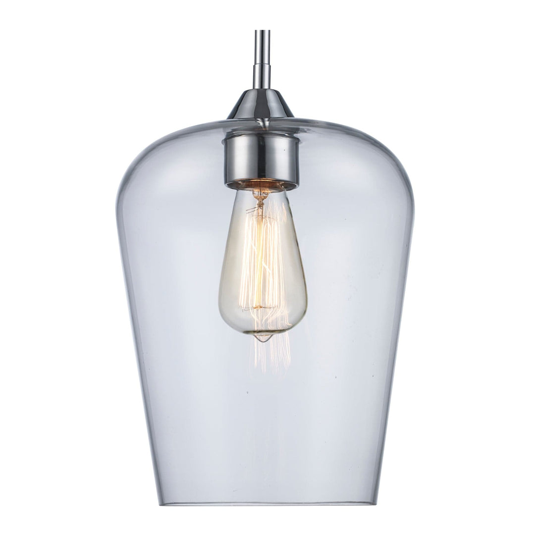 Trans Globe 1-Light Pendant with Clear Tulip Glass Jar Shade - Polished Chrome