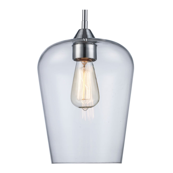 Trans Globe 1-Light Pendant with Clear Tulip Glass Jar Shade - Polished Chrome