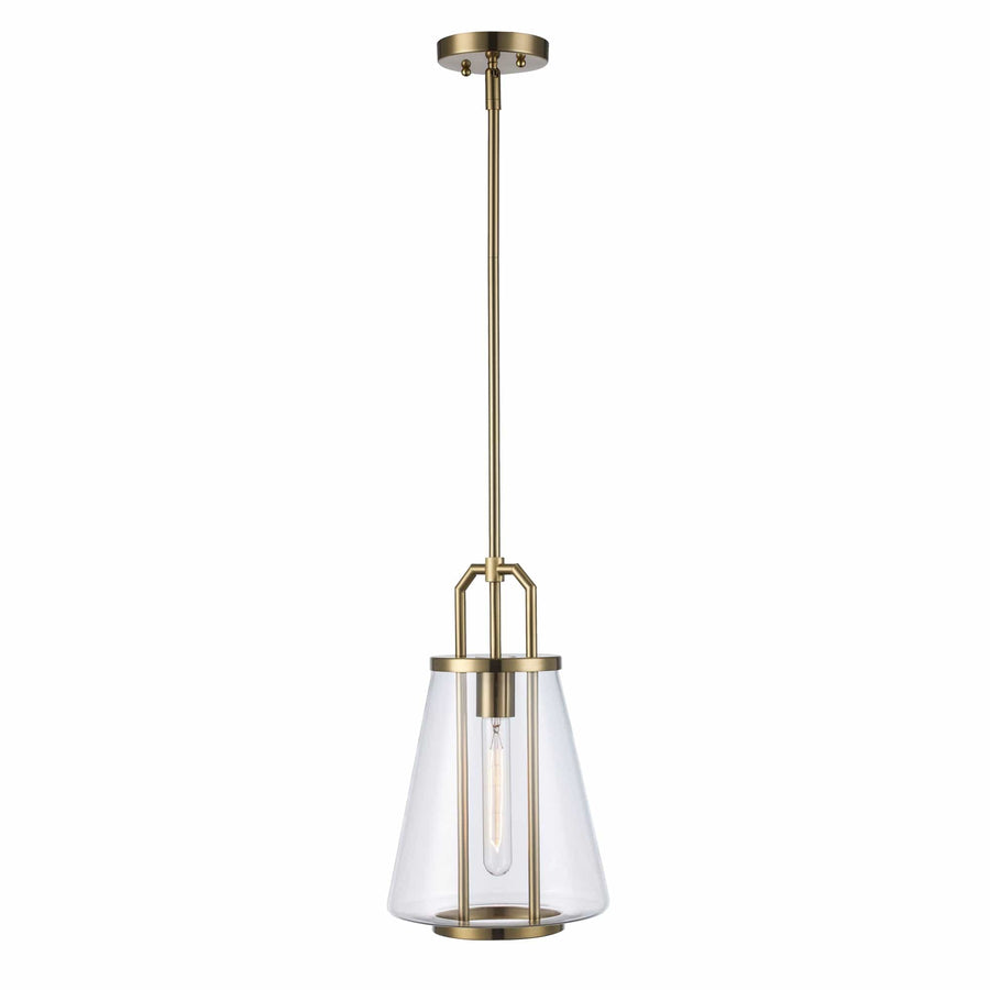 Trans Globe 1-Light with Cone Glass Shade - Antique Gold