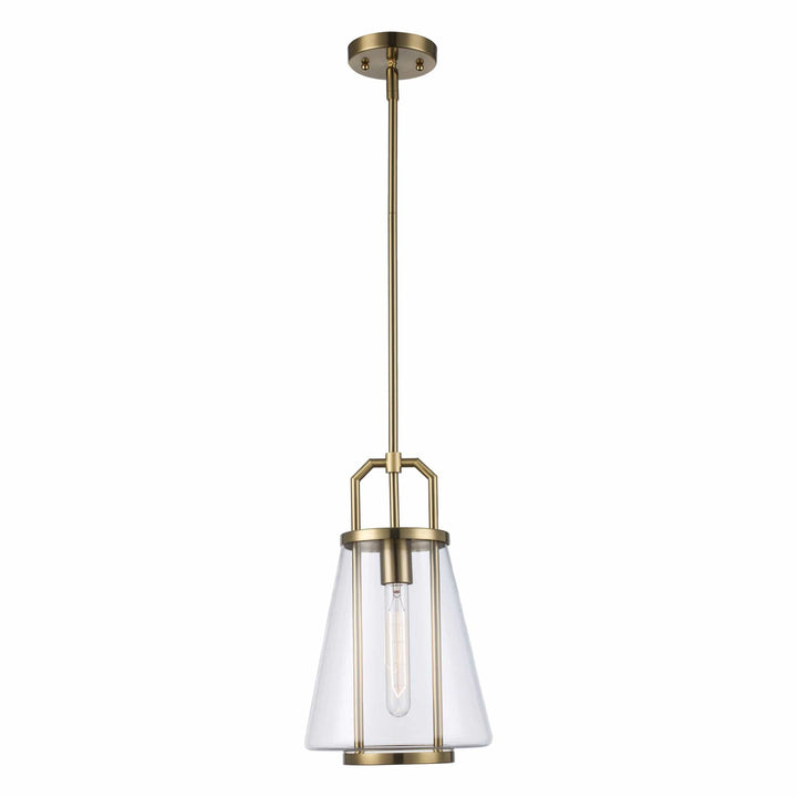 Trans Globe 1-Light with Cone Glass Shade - Antique Gold