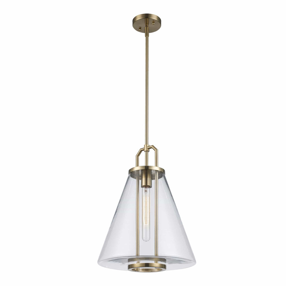 Trans Globe 1-Light with Cone Glass Shade - Antique Gold