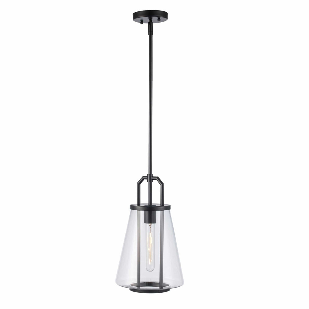 Trans Globe 1-Light with Cone Glass Shade - Black