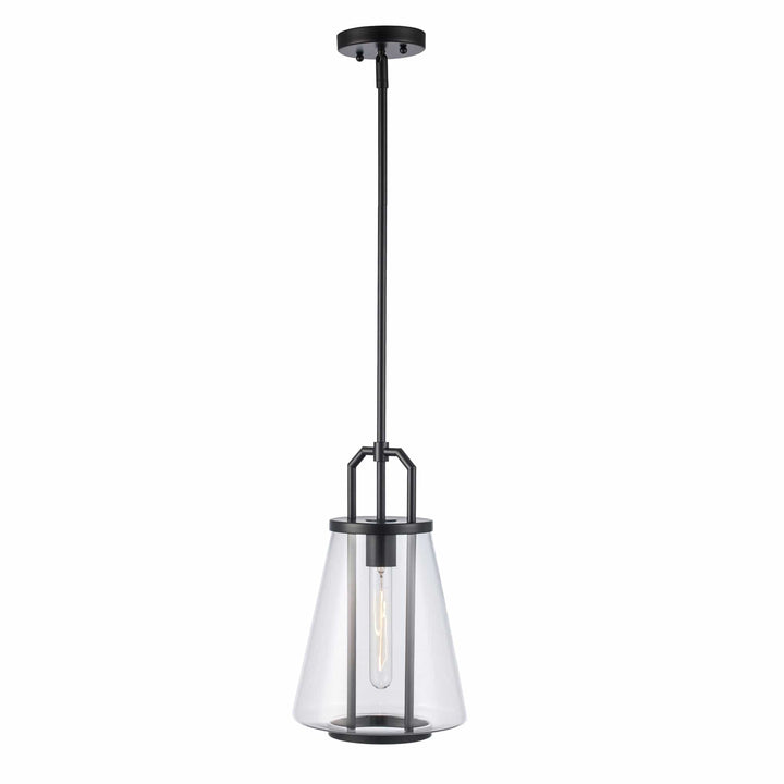 Trans Globe 1-Light with Cone Glass Shade - Black