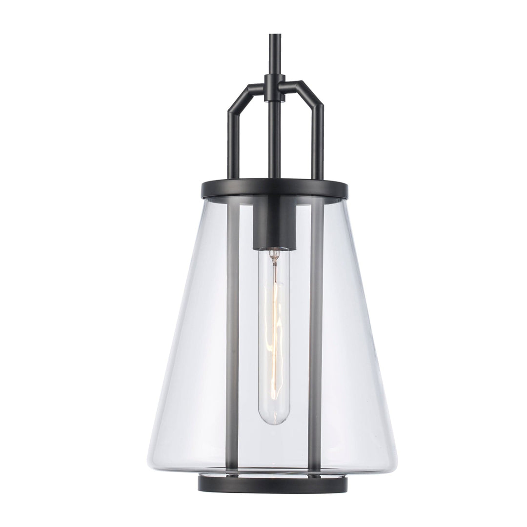 Trans Globe 1-Light with Cone Glass Shade - Black