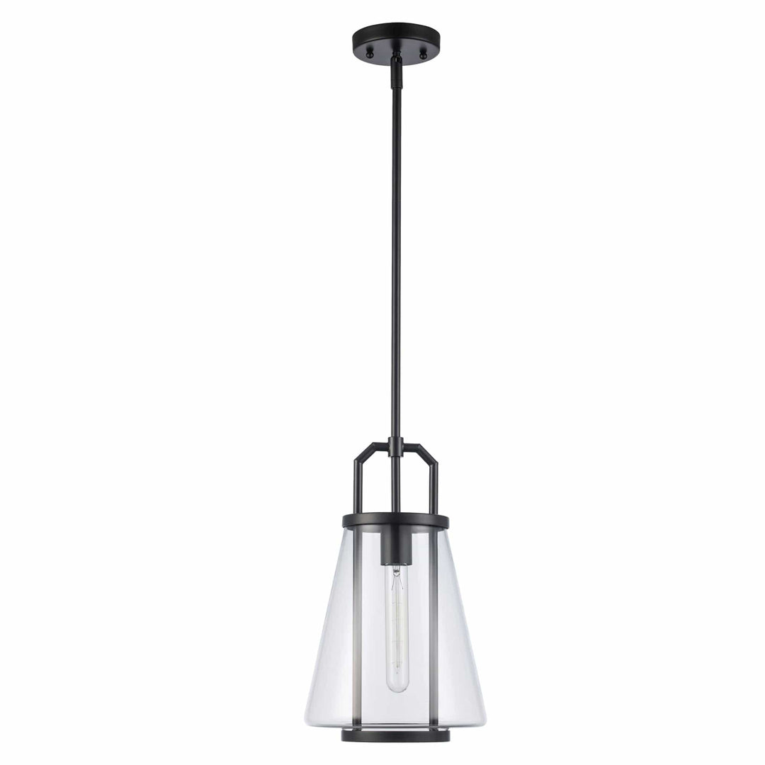 Trans Globe 1-Light with Cone Glass Shade - Black