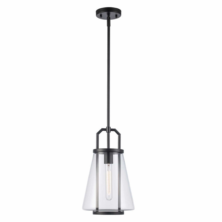Trans Globe 1-Light with Cone Glass Shade - Black