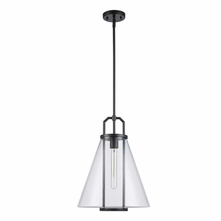 Trans Globe 1-Light with Cone Glass Shade - Black