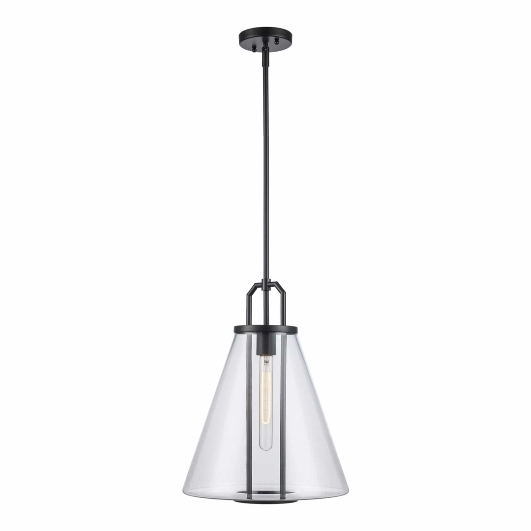 Trans Globe 1-Light with Cone Glass Shade - Black