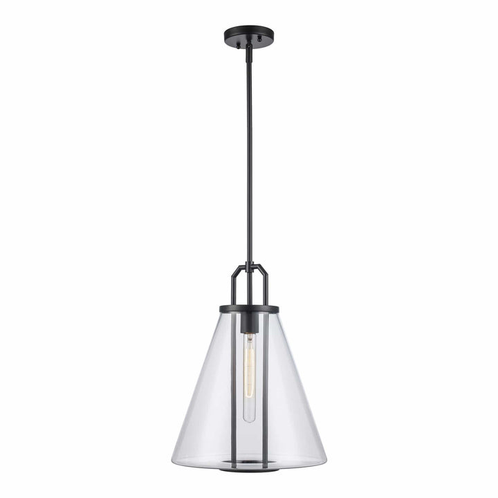 Trans Globe 1-Light with Cone Glass Shade - Black