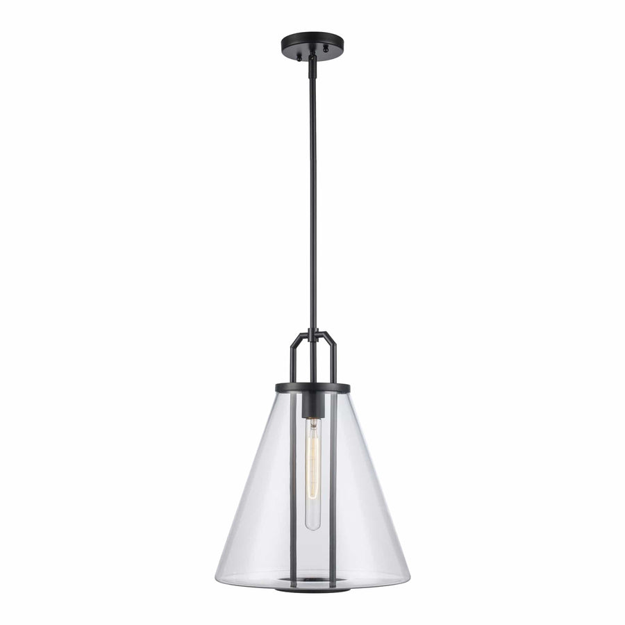 Trans Globe 1-Light with Cone Glass Shade - Black