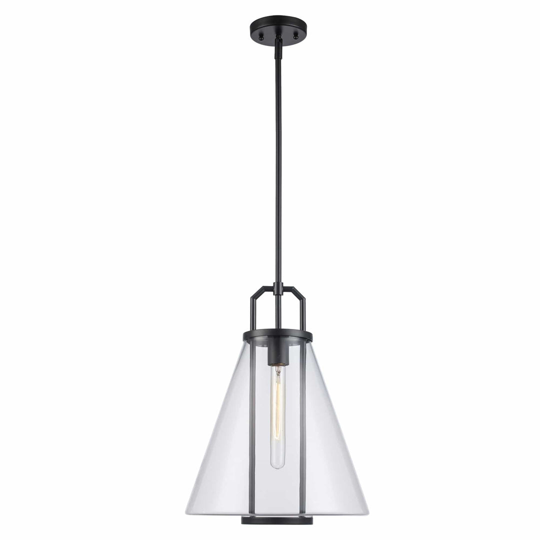 Trans Globe 1-Light with Cone Glass Shade - Black