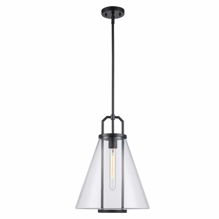 Trans Globe 1-Light with Cone Glass Shade - Black