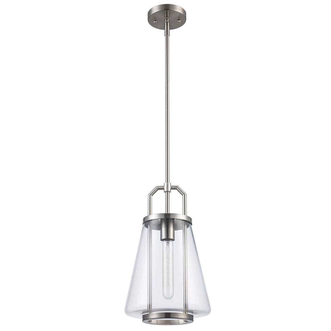 Trans Globe 1-Light with Cone Glass Shade - Brushed Nickel