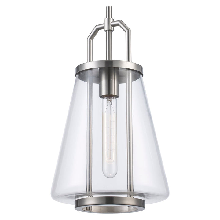 Trans Globe 1-Light with Cone Glass Shade - Brushed Nickel