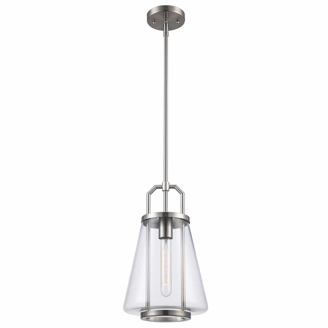 Trans Globe 1-Light with Cone Glass Shade - Brushed Nickel