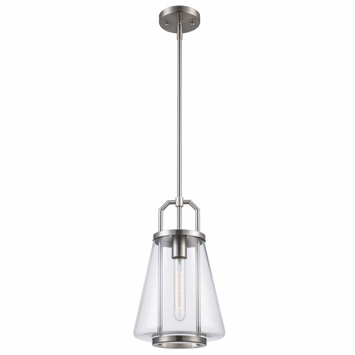 Trans Globe 1-Light with Cone Glass Shade - Brushed Nickel