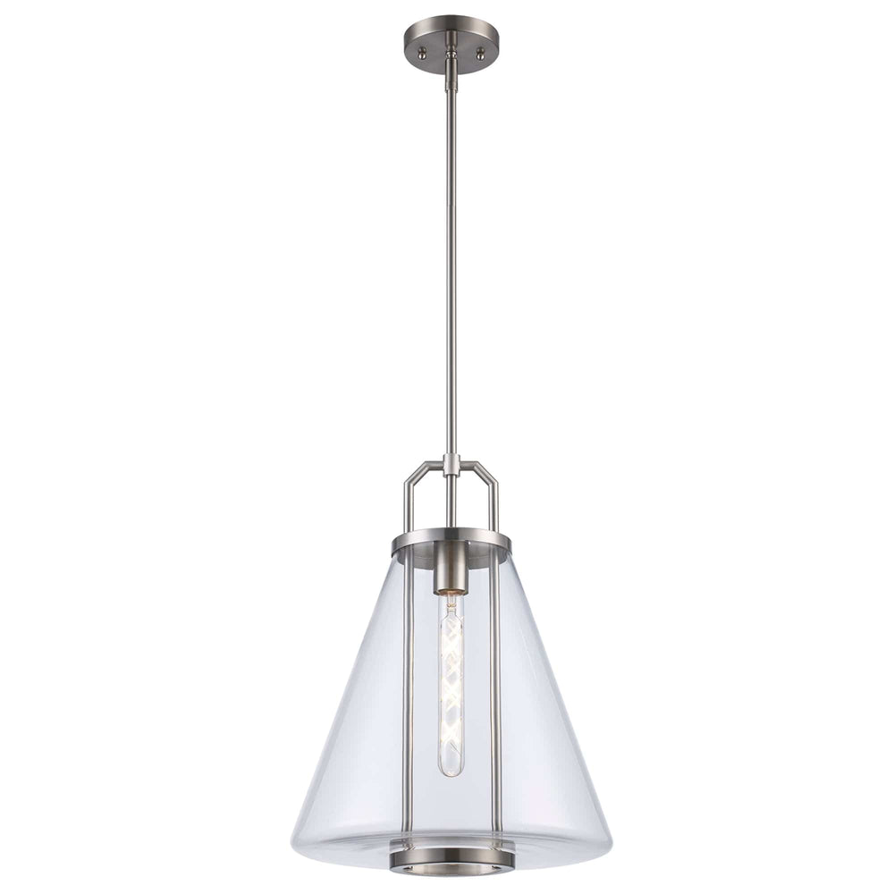 Trans Globe 1-Light with Cone Glass Shade -  Brushed Nickel