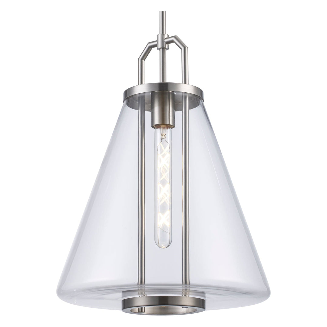 Trans Globe 1-Light with Cone Glass Shade -  Brushed Nickel