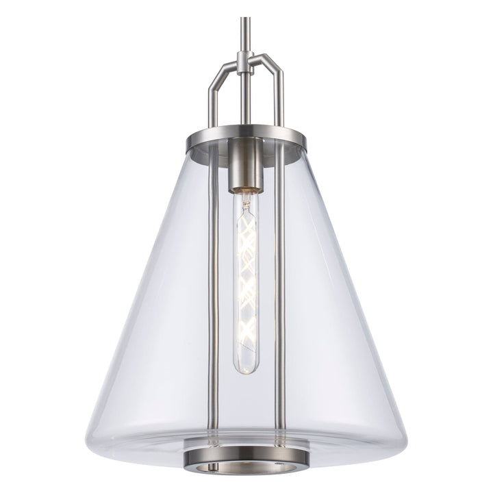 Trans Globe 1-Light with Cone Glass Shade -  Brushed Nickel