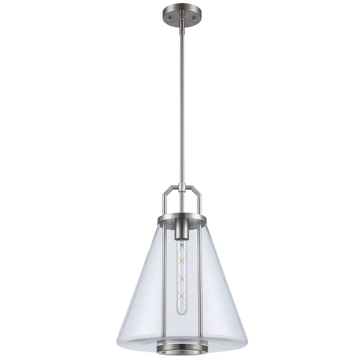 Trans Globe 1-Light with Cone Glass Shade -  Brushed Nickel