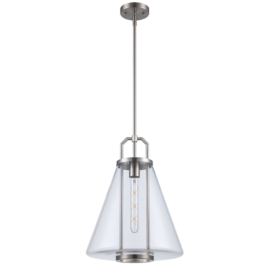 Trans Globe 1-Light with Cone Glass Shade -  Brushed Nickel