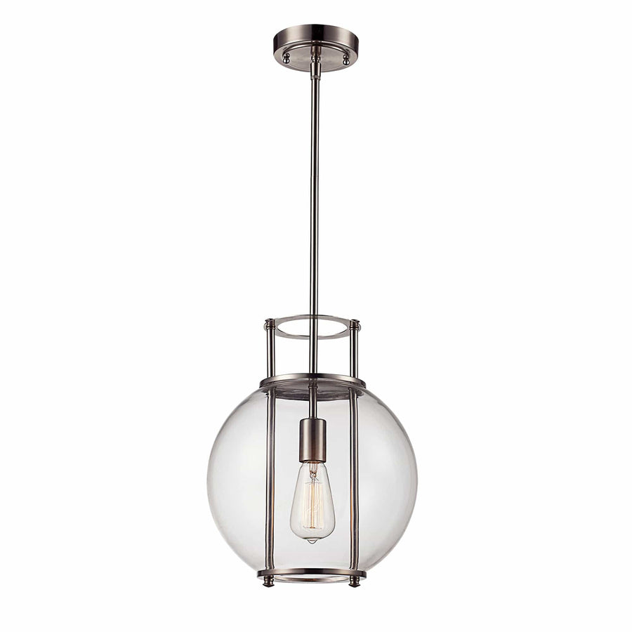 Trans Globe 12" Grove Glass Globe - Brushed Nickel